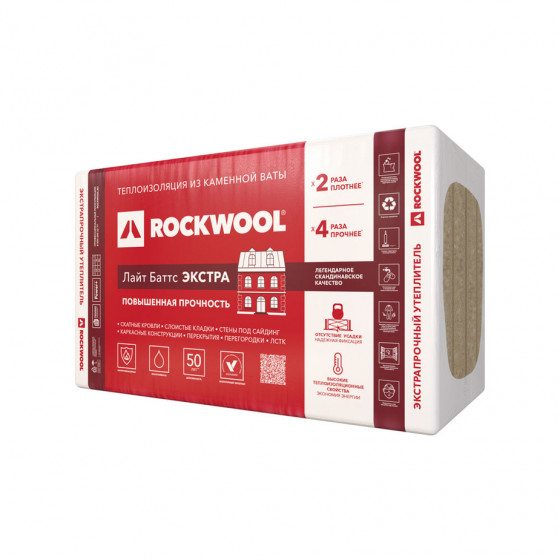  Утеплитель Rockwool Лайт Баттс Экстра 100х600х1000 мм 2,4 кв.м